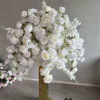 Boule de fleurs artificielles en soie 3D 80cm 60cm 50cm, blanc crème ivoire, romantique, en carton Simpson, pour centres de table de mariage et décoration