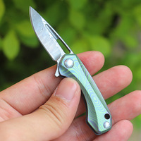 Couteau de survie Hongrui, nouveau design, couteau de chasse pliable en acier Damas, couteau de poche de haute qualité, acier 9CR18MOV, manche en titane