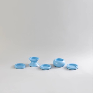 Portavelas de metal caro con acabado azul cielo para decoración de iluminación navideña y del hogar portavelas de mesa - Product Image 2