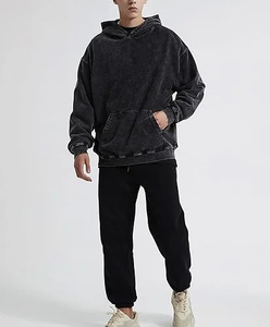 500 Gsm Plain <b>Pullover</b> <b>Men</b> Hoodie 100% Cotton French Terry Acid Wash Oversize Very Stylish Hoodies With Custom Logo - Product Image 5