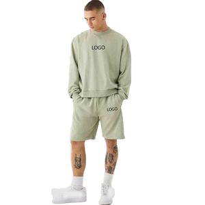 ชุดวอร์มคอกลมและกางเกงขาสั้นผ้าฝ้าย2ชิ้นโอเวอร์ไซส์สำหรับผู้ชายชุดวอร์มคอกลมพิมพ์ลายได้ทั้งชายและหญิง - Product Image 1