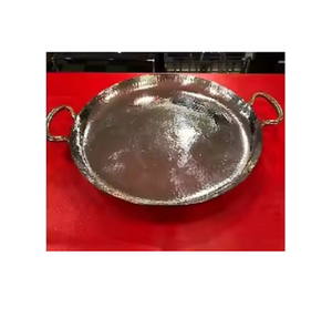 Plateau de charges en cuivre plateau de service plateau de service en cuivre pur martelé plaque de chargeur ronde faite à la main - Product Image 1