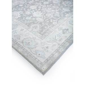 Tapis en laine noué à la main Erbe, gris et noir, motif floral et abstrait, pour salon et couloir, modèle rectangulaire Lnlp-01 - Product Image 2