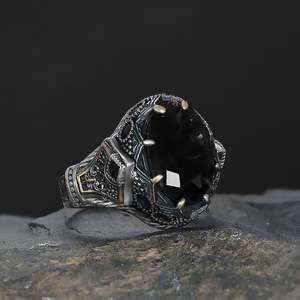 Anillo de Hombre de Plata de Ley 925 de Alta Calidad Estilo Otomano Azuris VALKH1859 Turquía Joyería de Moda con Piedra Natural - Product Image 3