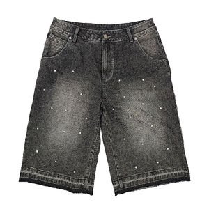 Pantalones cortos vaqueros de mezclilla con diamantes de imitación lavados Vintage personalizados de mejor diseño de calidad superior para hombres hechos en Pakistán - Product Image 5