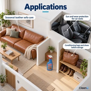Spray Condizionante per Pelle 500ml con Lanolina e Cera d'Api, Lozione Non Unta per la Cura della Pelle, per Divani, Sedili Auto, Borse, Stivali, Scarpe, OEM all'Ingrosso - Product Image 3