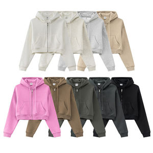 เสื้อฮู้ดพิมพ์ลาย Y2K สไตล์ยุโรปและอเมริกา ฤดูหนาวปี 2026 ผ้าคอตตอนหนานุ่ม ทรงครอป ซิปหน้า สำหรับผู้หญิง - Product Image 2