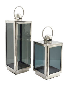 Farol de Metal Niquelado de Nuevo Diseño en Acero Inoxidable y Material de Vidrio Gris para Decoración de Jardín y Mesa - Product Image 4