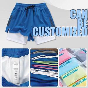 Listo para enviar 90 poliéster 10 Spandex 5 pulgadas 2 en 1 entrenamiento correr corto de secado rápido con forro 2 en 1 pantalones cortos de gimnasio para hombres - Product Image 6