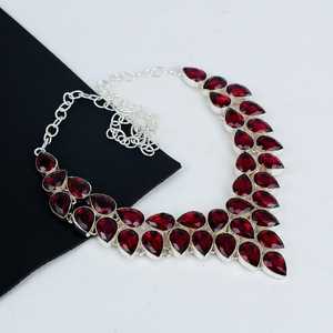 Elegante collar cristiano granate rojo de Plata de Ley 925, joyería religiosa hecha a mano para mujer, regalo de boda - Product Image 4