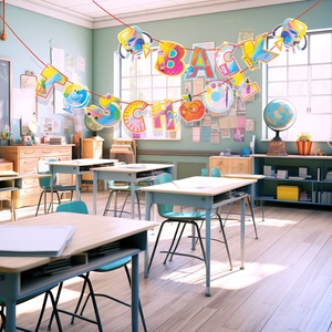 Cartel de regreso a la escuela con letreros de lápiz de Apple, guirnalda de aula, cartel de regreso a la escuela, suministros de decoración para fiestas en el aula - Product Image 4