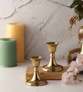 Juego de 2 Portavelas de Latón, Decoración de Mesa para Bodas y Festivales de Diwali, Portavelas Pequeño de Lujo a Precio Económico - Product Image 3
