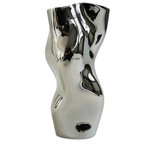 <b>Silver</b> Glossy Finished Metal Flower Vase Table <b>Top</b> Decoration Design Style Living Room Shiny Polished Metal Flower Vase - Product Image 5