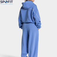 Ensemble de survêtement décontracté deux pièces pour femme grande taille, style urbain, 100 % coton, broderie éco-responsable sur le devant
