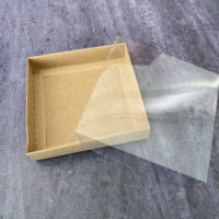 Boîte cadeau en papier kraft 12x12x3 cm avec couvercle transparent au fini mat pour Noël pour biscuits, gâteaux, bonbons, emballage de fête
