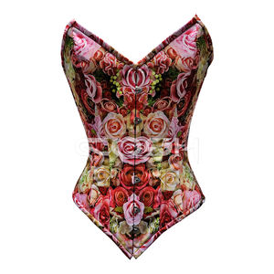Bustier corset sexy à imprimé rose - Product Image 1