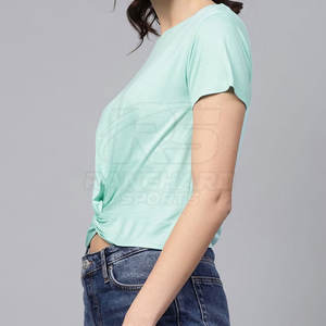 Top court décontracté pour femmes, manches courtes, léger, coupe ample, top court décontracté pour femmes - Product Image 2