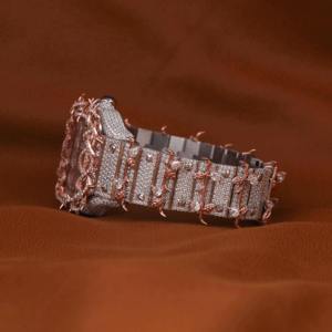 Montre de luxe personnalisée Hip Hop avec bracelet en cuir bicolore, diamants en moissanite pour hommes, mouvement ETA, résistante à l'eau, cadran personnalisé - Product Image 3