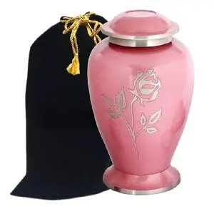 Rosa Perle Rose Messing-Cremationsurne für menschliche Aschen Erwachsener-Befragtungstopf handgefertigt und graviert erschwinglich für Aschen großes Glas
