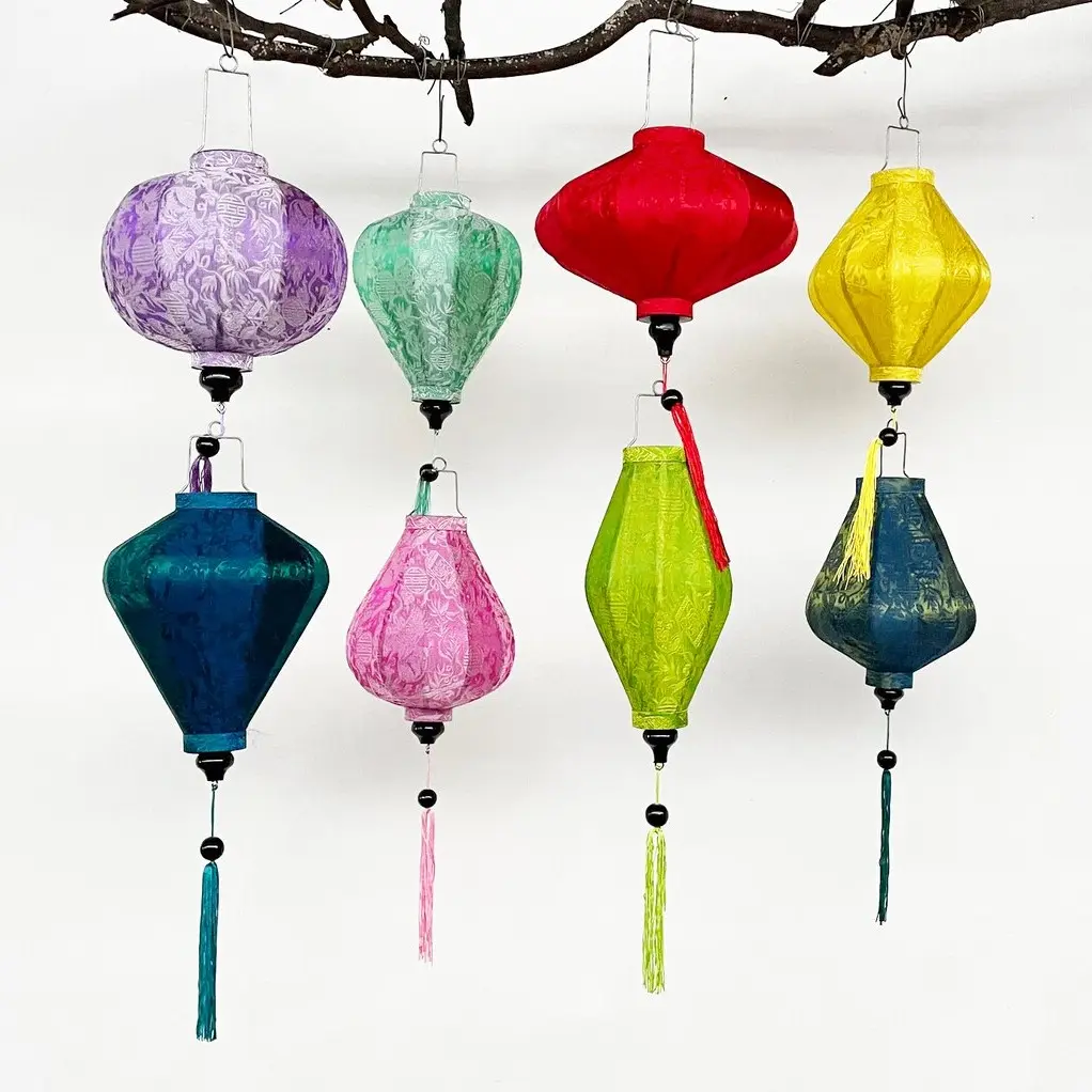 Бамбуковый Шелковый фонарь на открытом воздухе Висит вьетнамская ткань красочные Hoi-An фонари для украшения ресторана