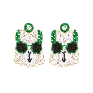 Vente en gros de boucles d'oreilles trèfle d'amour cousues à la main pour femmes, bijoux en acier inoxydable de style vintage - Product Image 2