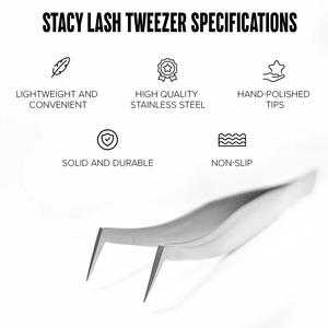 Pinzas de Acero Inoxidable STL-6, Pulimentadas a Mano, Punta de Precisión, Antideslumbrantes, Anticorrosivas, Antiestáticas, Ligeras, 122 mm, para Pestañas - Product Image 2