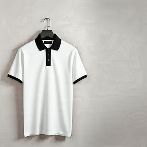 Men's White <b>Polo</b> Shirt With <b>Orange</b> Collar And Cuffs Short Sleeve Casual Solid Color Woven Oxford Fabric - Product Image 4