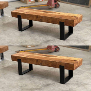 ม้านั่งไม้เนื้อแข็งแผ่นหนาธรรมชาติขาโลหะเฟอร์นิเจอร์อุตสาหกรรมทันสมัย - Product Image 2