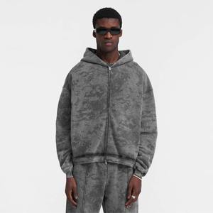 Sudadera con Capucha Unisex con Cremallera Completa, Sudadera Básica de Algodón Mezclado con Felpa, Sudadera con Cremallera para Hombre para la Temporada de Invierno, Venta al por Mayor - Product Image 3