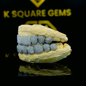 Joyería de moda personalizada de hip hop, Plata de Ley 925 helada, VVS, claridad, corte redondo, dientes de diamante cultivados en laboratorio, grillz para unisex - Product Image 4