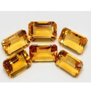 Piedra Preciosa Suelta de Citrino con Corte Esmeralda de 7x5 mm - Gemas de Citrino Facetadas - Piedras Cortadas 100% Naturales para la Fabricación de Joyas - Product Image 1