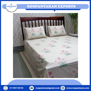 Nueva llegada exquisito diseño floral mano bloque impreso algodón percal tamaño queen colcha uso en el hogar colcha de algodón suministro a granel - Product Image 2