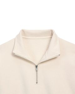 Sweat-shirt à col montant en molleton pour homme, décontracté, chaud, en coton mélangé, manches longues, uni, fermeture éclair, OEM personnalisé en gros - Product Image 5