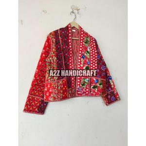 Veste en coton patchwork faite à la main, manteau rayé bohème pour femmes, cadeau de vacances d'automne pour la fête réversible - Product Image 5