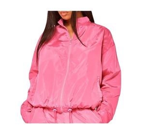 Ensemble 2 pièces short et veste coupe-vent légère unie en Spandex/Polyester, grande taille, mode, vente en gros personnalisée pour femme 2026 - Product Image 2