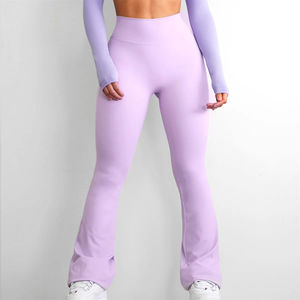 Wholesale Custom <b>Women</b> Bell Bottom High Waist <b>Lounge</b> Flare Yoga Leggings - Product Image 2