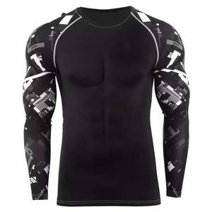 Chemise de bain pour homme 100% polyester Compression Rash Guard Impression graphique personnalisée Design Workout Fitness Wear Tight Fit Washed - Product Image 2