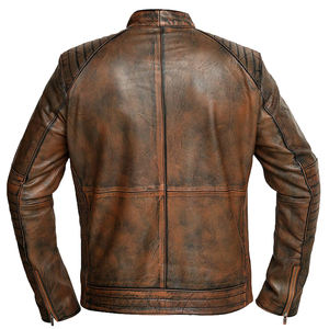 Chaqueta de cuero marrón para hombre, moda para hombre, Cafe Racer Biker - Product Image 3