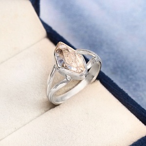 Anillo de Plata de Ley 925 Boho Eternity Vermeil estilo clásico con diamantes Herkimer crudos regalos de fiesta de cumpleaños joyería de mujer a granel - Product Image 5