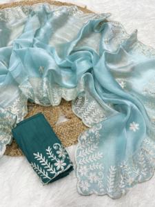 Bollywood Design Jimichu Burburry With Gota Patti <b>Ribbon</b> Work Saree Manufacturer And Supplier From Surat At Lowest Rate - Product Image 2