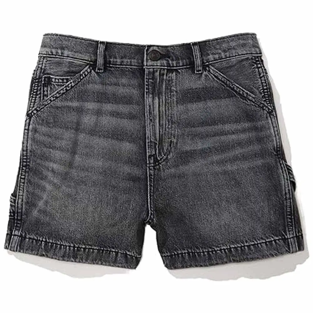 Wholesale Hot Sale High Quality Blue Short Jeans Button Fly Frayed Hem Straight Fit Denim Jeans Shorts For Women