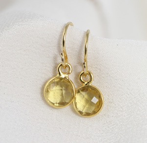 ต่างหูห้อยซิทรินทำด้วยมือดีไซน์หินธรรมชาติทรงกลมพร้อมสายรัดหูเครื่องประดับหินวันเกิดสำหรับผู้หญิง - Product Image 1