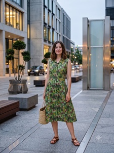 Floral Print Sleeveless <b>Shirt</b> Dress Maxi Length Turn-down Collar Woven Fabric Casual Summer Eco-Friendly A-Line Breathable Dress - Product Image 6