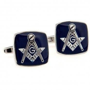 Boutons de manchette Master Mason Blue Lodge Techniques perlées Bleu Goujons durs et solides Améliorez votre style avec le meilleur matériau - Product Image 1