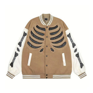 Chaqueta de calle estilo Skelton OEM para hombre, chaqueta universitaria de lana personalizada de calidad superior con cuello levantado, manga larga, cálida y transpirable - Product Image 4