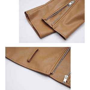 แจ็กเก็ตหนังสำหรับผู้หญิงทรงพอดีตัวและดีไซน์เรียบง่ายปรับแต่งได้ - Product Image 4