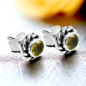 November Birthstone Jewelry 925 Sterling Silver Natural <b>Citrine</b> Gemstone Round Shape Stud <b>Earring</b> Wholesale Price Bulk Suppliers - Product Image 4