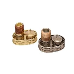 Lot de 2 brûleurs Bakhoor en métal et bois avec boîte et plateau Brûleur d'encens de taille personnalisée pour les meilleures ventes - Product Image 1