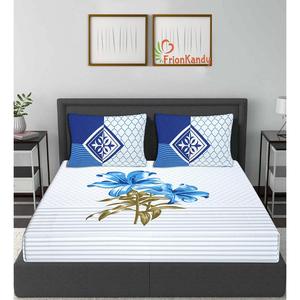 Juego de Sábanas Dobles de Algodón 240 Hilos con Estampado Floral Majestic Azul de 3 Piezas con 2 Fundas de Almohada (SHKV1024) - Product Image 2