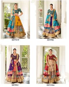 Collection Lehenga traditionnelle imprimée de Kalamkari en soie Dola Catalogue complet disponible au tarif de gros, collection de mariage. - Product Image 6